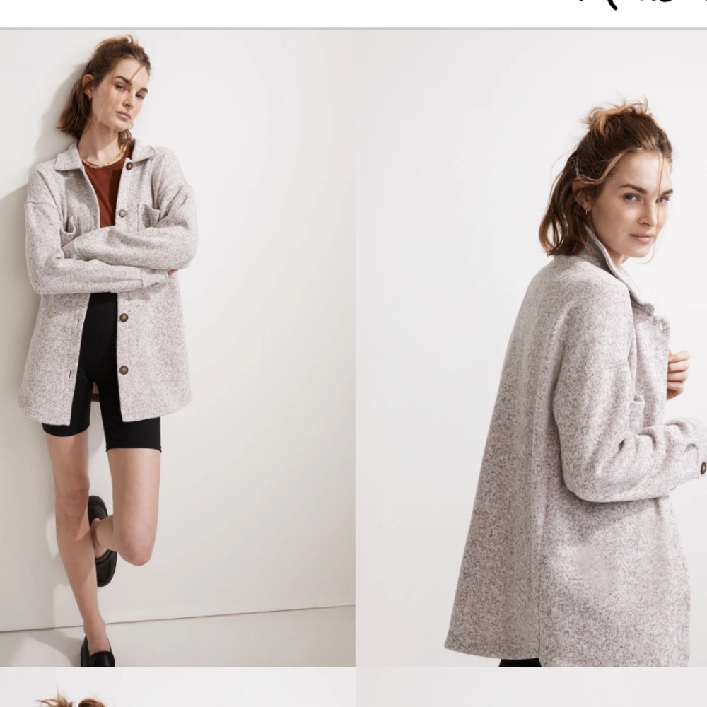 Madewell Heathered Light Gray Wool-Blend Button Jacket - Picture 8 of 8